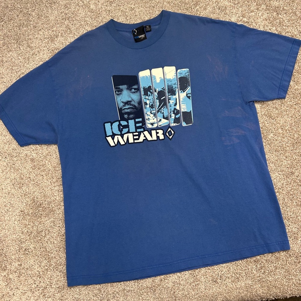 Vintage Icewear By Ice T Tshirt Men Size XL‎ Blue Rap Streetwear